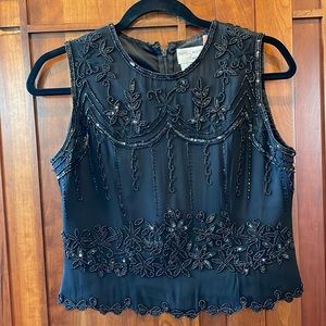 Papell Boutique Beaded Sleeveless Evening Top- women’s PS